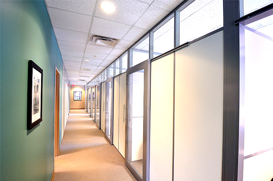 solid wall panel offices with glass clerestory flex series demountable wall partitions